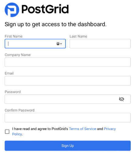 Postgrid Dashboard